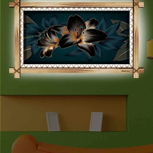 SİYAHIN ASALETİ RUSTİK LEDLİ TABLO