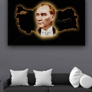 HARİTA VE ATATÜRK KANVAS TABLO